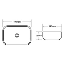Gloss White Above Counter Rectangular Nano-Glazed Ceramic Basin